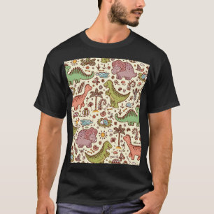 Cute Cartoon Dinosaur Vintage Pattern T-Shirt