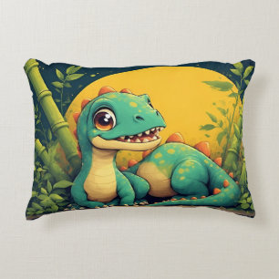 Cute Cartoon Dinosaur with Bamboo Decorative Cushion