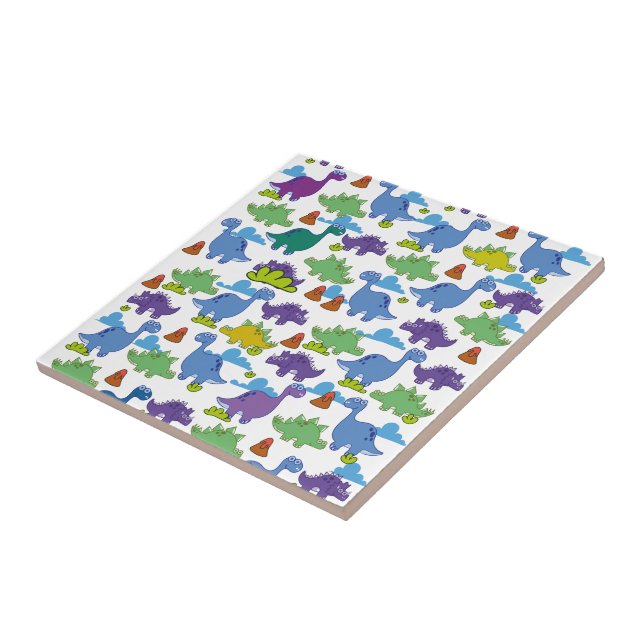 Cute Cartoon Dinosaurs Ceramic Tile (Side)