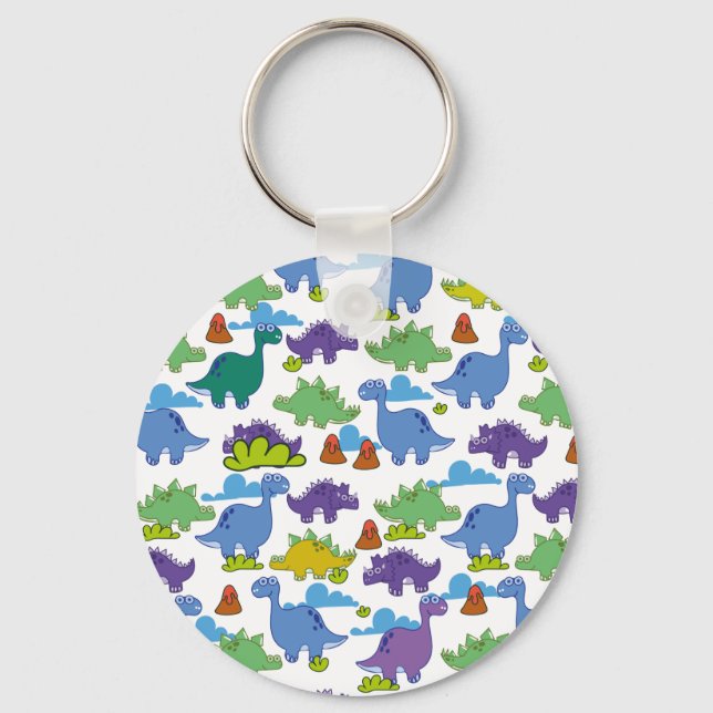 Cute Cartoon Dinosaurs Key Ring (Front)
