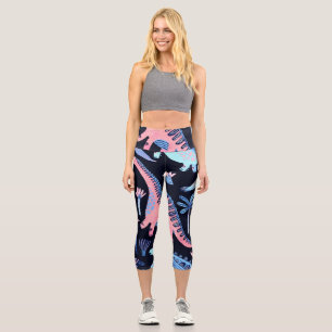 Cute cartoon dinosaurs pattern. capri leggings