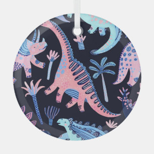 Cute cartoon dinosaurs pattern. glass tree decoration