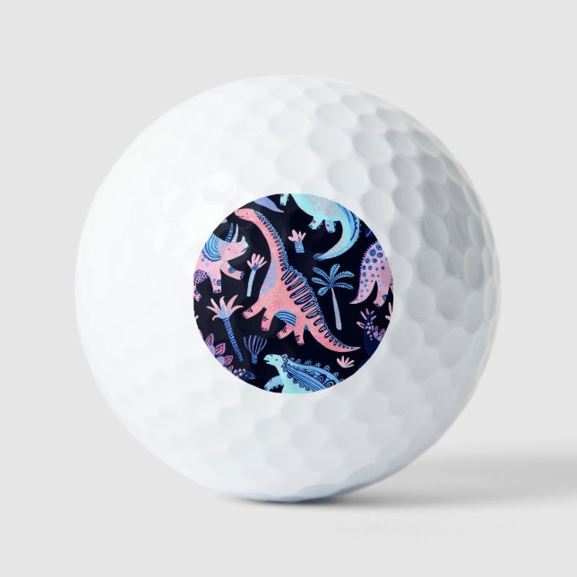 Cute cartoon dinosaurs pattern. golf balls (Front)