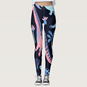 Cute cartoon dinosaurs pattern. leggings