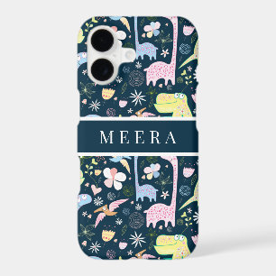 Cute Cartoon Dinosaurs Pattern Name Dark Blue