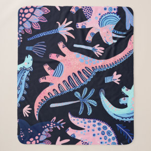 Cute cartoon dinosaurs pattern. sherpa blanket