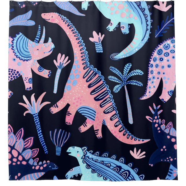 Cute cartoon dinosaurs pattern. shower curtain (Front)