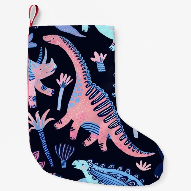 Cute cartoon dinosaurs pattern. small christmas stocking (Front)