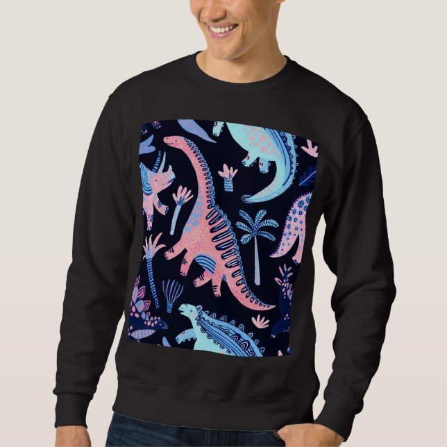 Cute cartoon dinosaurs pattern. sweatshirt (Front)