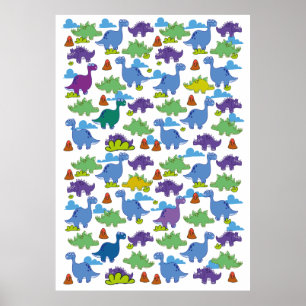 Cute Cartoon Dinosaurs Poster