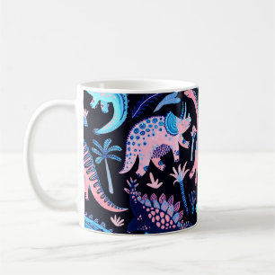 Cute cartoon dinosaurs seamless pattern in scandin coffee mug
