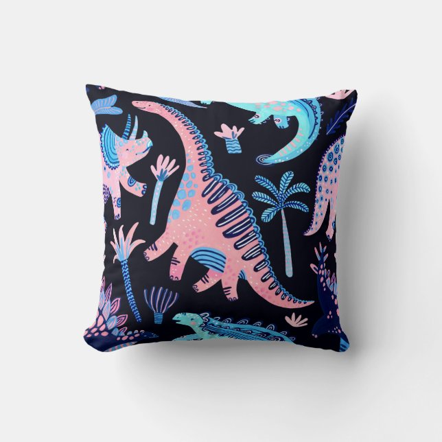 Cute cartoon dinosaurs seamless pattern in scandin cushion (Front)