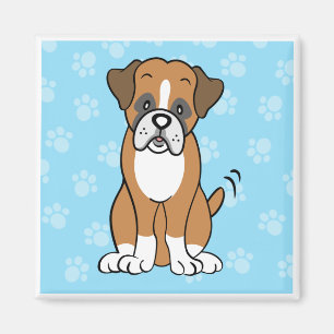 Cute Cartoon Dog Boxer Square Magnet