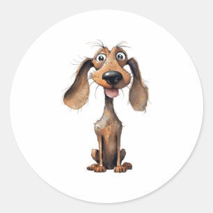 Cute Cartoon Dog Breed Art Collection  Classic Round Sticker