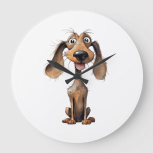 Cute Cartoon Dog Breed Art Collection Large Clock