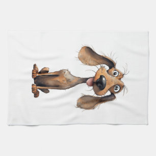 Cute Cartoon Dog Breed Art Collection Tea Towel