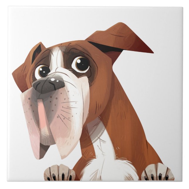 Cute Cartoon Dog Ceramic Tile (Front)