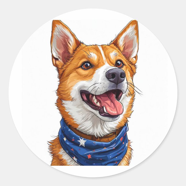 Cute Cartoon Dog Classic Round Sticker (Front)