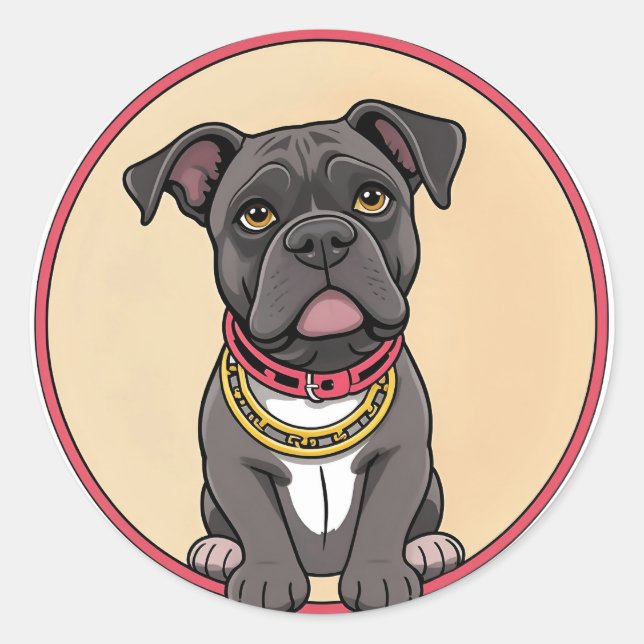 Cute Cartoon Dog Classic Round Sticker (Front)