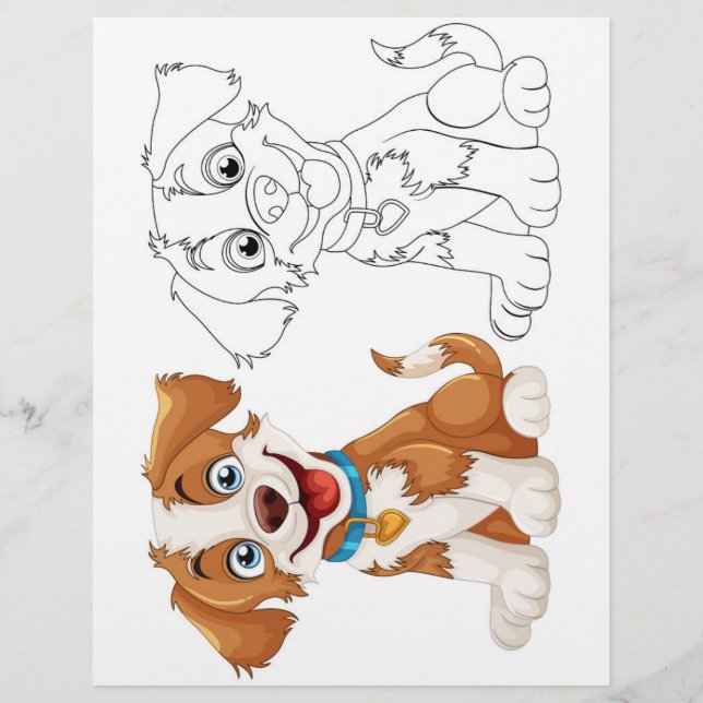 Cute cartoon dog colouring page (Front)