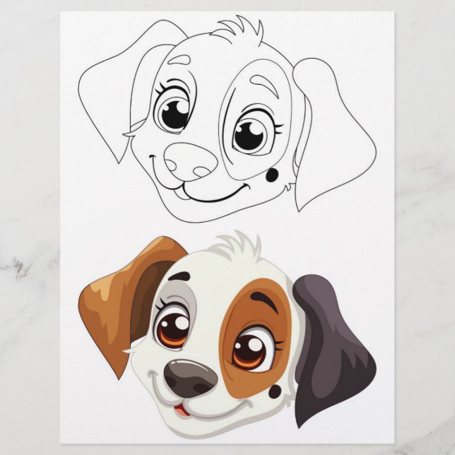 Cute Cartoon dog colouring page (Front)