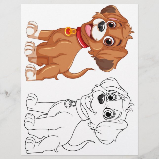 Cute Cartoon dog  colouring page (Front)