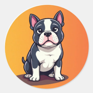 Cute Cartoon Dog Illustration Classic Round Sticker