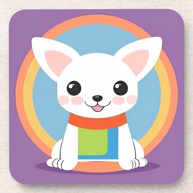 Cute Cartoon Dog Illustration Coaster (Front)