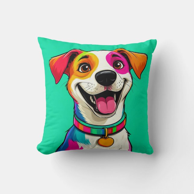 Cute Cartoon Dog Illustration Cushion (Front)