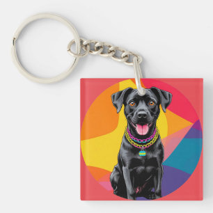 Cute Cartoon Dog Illustration Key Ring