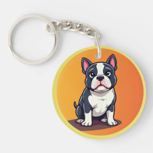 Cute Cartoon Dog Illustration Key Ring
