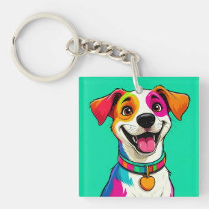 Cute Cartoon Dog Illustration Key Ring