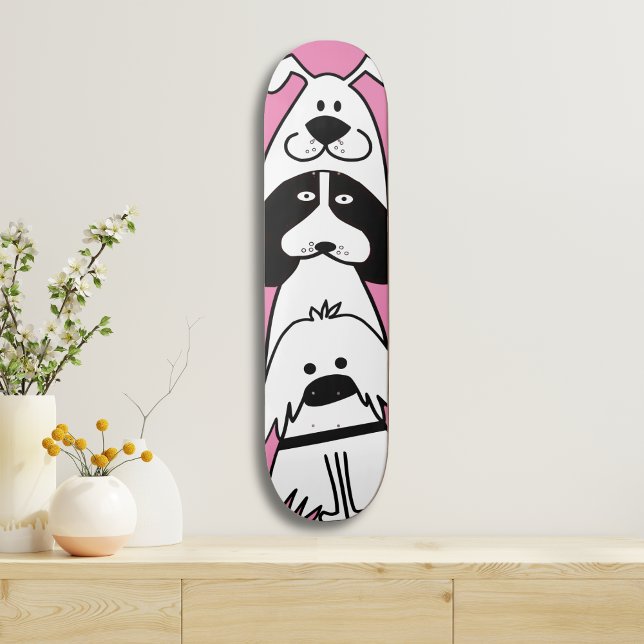 Cute Cartoon Dog Minimalist Pet Design Skateboard (Creator Uploaded)
