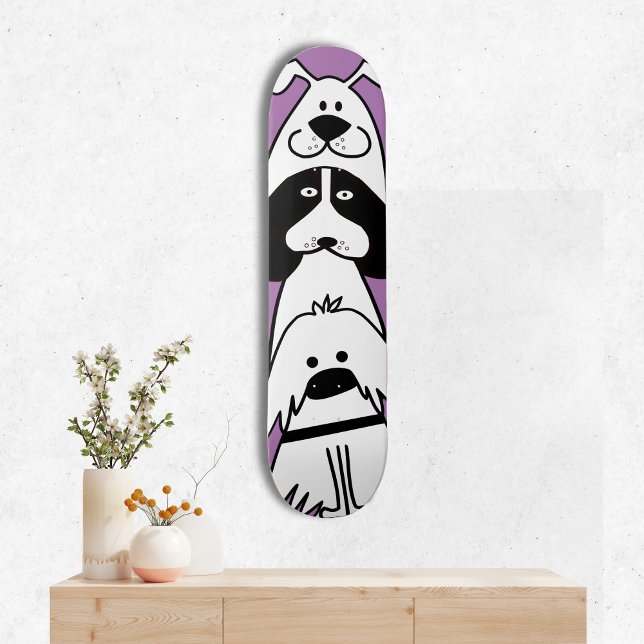 Cute Cartoon Dog Minimalist Pet Design Skateboard (Creator Uploaded)
