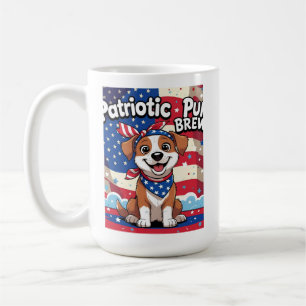 Cute Cartoon Dog Mug - Red White Blue Bandanna