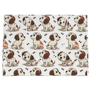 Cute cartoon dog pattern with pet name design large gift bag