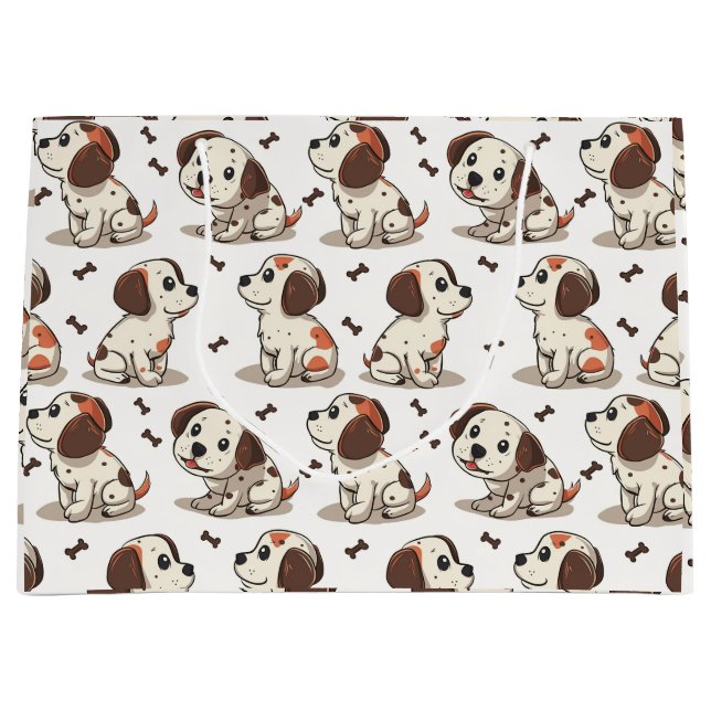 Cute cartoon dog pattern with pet name design large gift bag (Front)