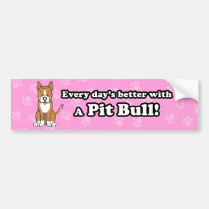 Cute Cartoon Dog Pitbull Bumper Sticker
