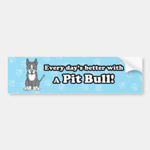 Cute Cartoon Dog Pitbull Bumper Sticker