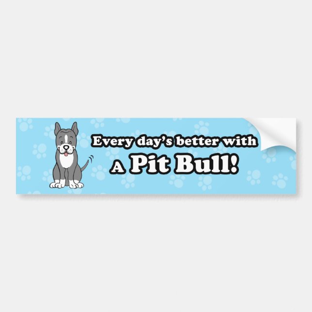 Cute Cartoon Dog Pitbull Bumper Sticker (Front)