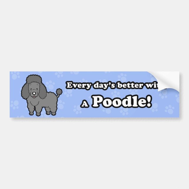 Cute Cartoon Dog Poodle Bumper Sticker (Front)