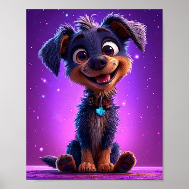 Cute Cartoon Dog Poster (Front)