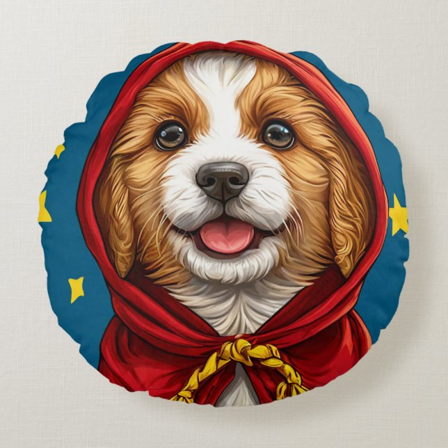 Cute cartoon dog round cushion (Front)