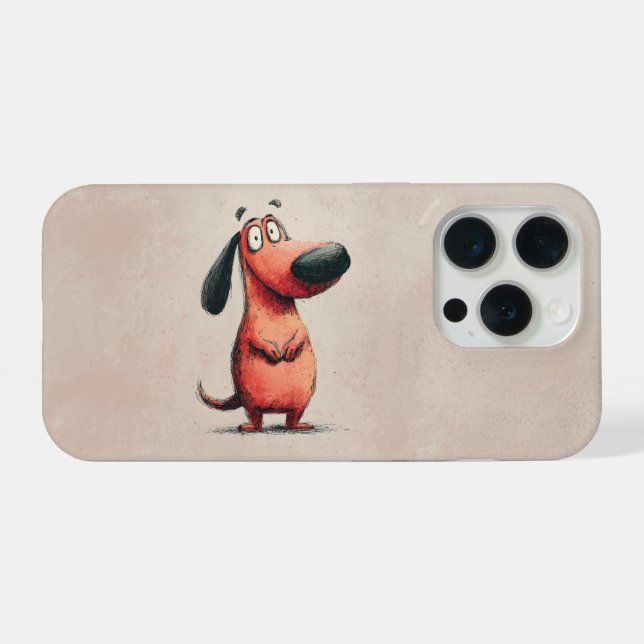 Cute Cartoon Dog Sketch Illustration iPhone Case (Back Horizontal)