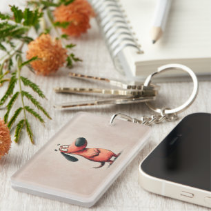 Cute Cartoon Dog Sketch Illustration Key Ring