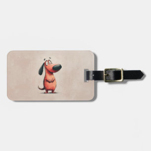 Cute Cartoon Dog Sketch Illustration Luggage Tag
