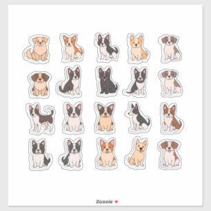 Cute Cartoon Dog Sticker Set With Bright Colours