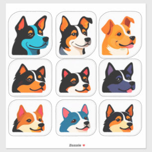 Cute Cartoon Dog Sticker Set With Bright Colours