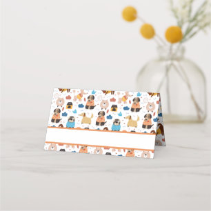 Cute Cartoon Dog Theme Birthday Party Place Card