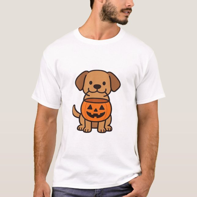 Cute Cartoon Dog Trick-or-Treating Classic T-Shirt (Front)